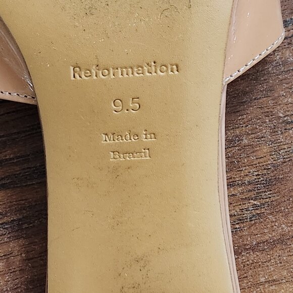 Reformation Mules Slide Size 9.5 Nude Patent Leather Open Toe Sandals Classic - Picture 8 of 10